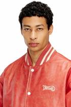 Diesel Leather bomber jacket with Diesel logo - Leather jackets - Unisex - Red
