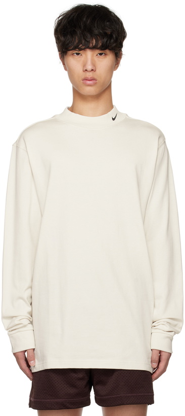 Photo: Nike Beige Rib Long Sleeve T-Shirt