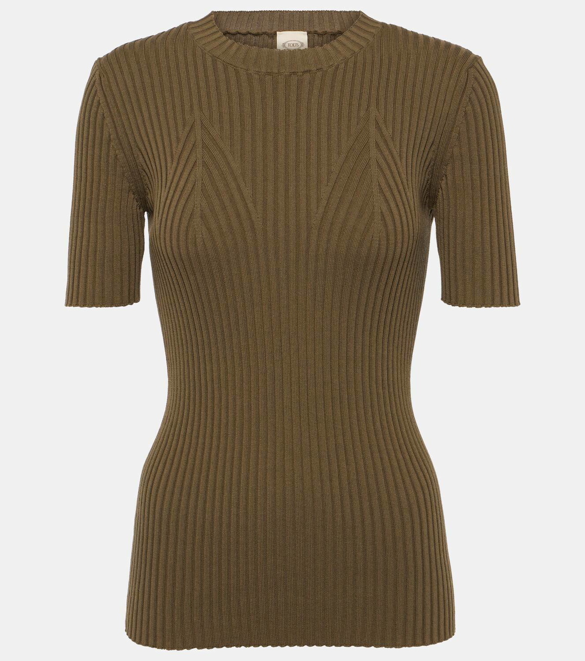 Tod's Short-sleeve ribbed-knit cotton top