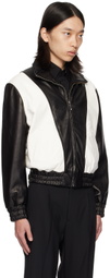 Ernest W. Baker Black & White 80's Leather Track Jacket