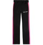 Palm Angels - Slim-Fit Logo-Print Striped Tech-Jersey Sweatpants - Men - Black