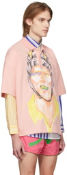 JW Anderson Pink Pol Anglada Oversized Printed Polo Shirt