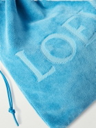 LOEWE - Paula's Ibiza Logo-Debossed Leather-Trimmed Cotton-Terry Drawstring Pouch