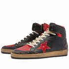 Golden Goose Men's Sky Star Leather Sneakers in Black/Red