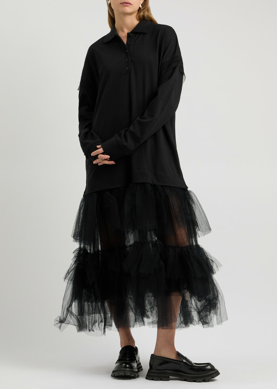 Simone Rocha Tiered Tulle Overlay Midi T-Shirt Dress