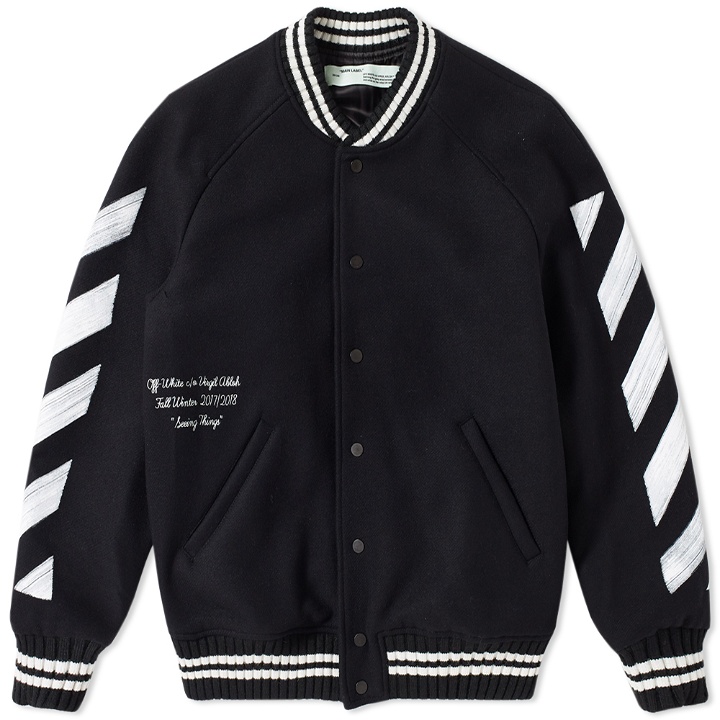 Photo: Off-White Brushed Diagonals Varsity Jacket