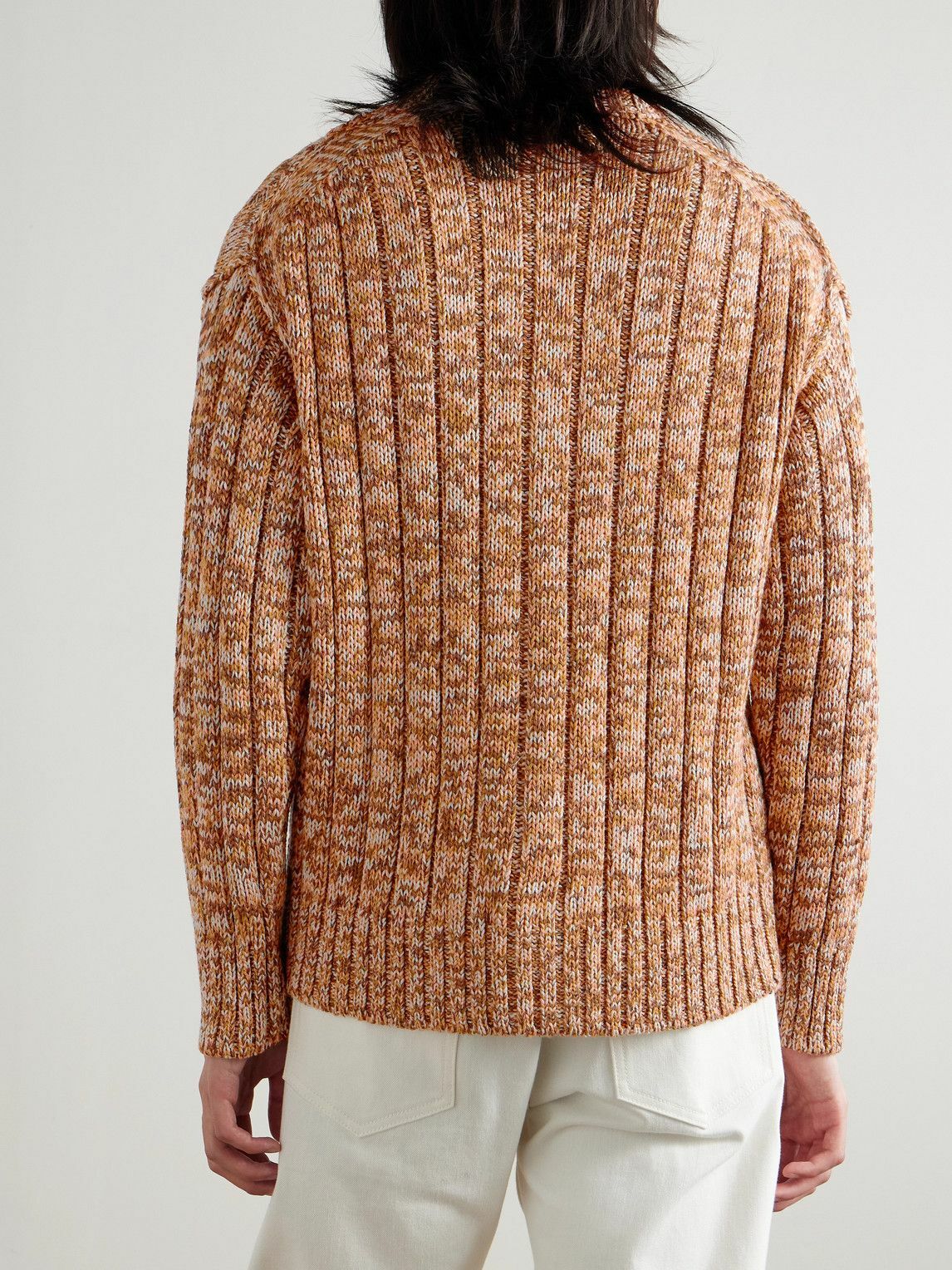Federico Curradi - Ribbed Mulberry Silk Cardigan - Orange