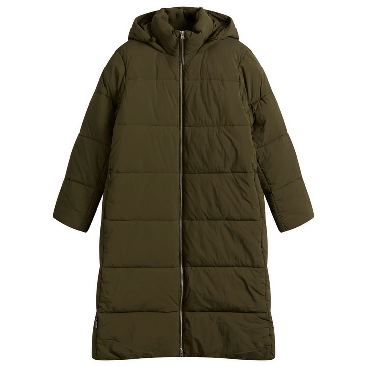 Photo: Closed Women's Longline Puffer Coat in Marsh Green