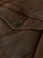 RRL - Peyton Shearling-Trimmed Leather Jacket - Brown