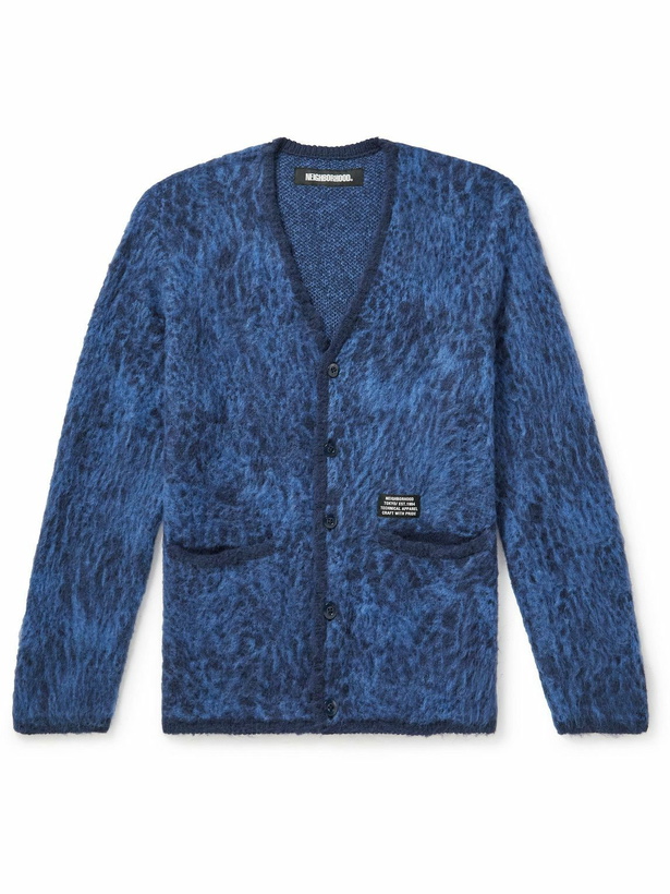 Photo: Neighborhood - Logo-Appliquéd Brushed Jacquard-Knitted Cardigan - Blue