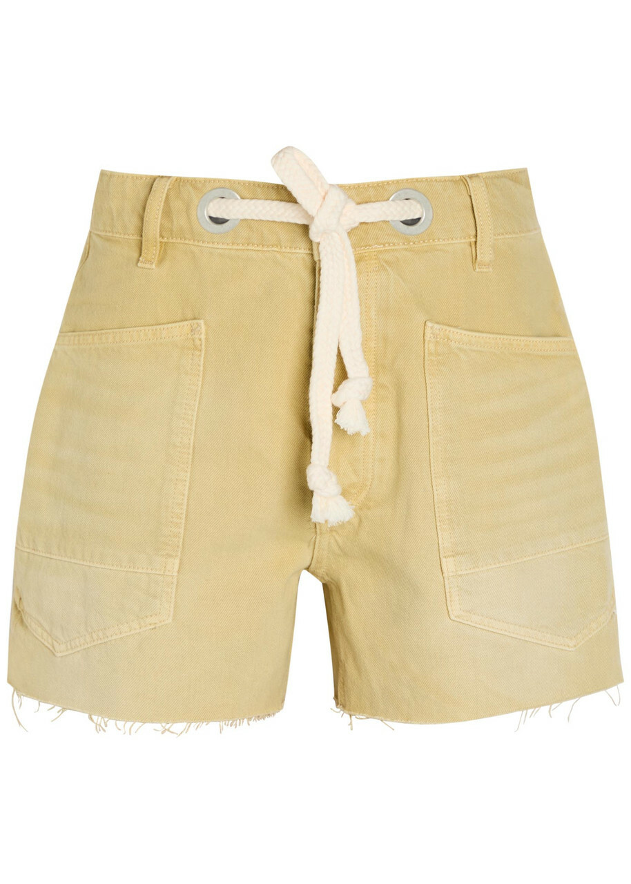 Free People Moxie Drawstring Denim Shorts Yellow