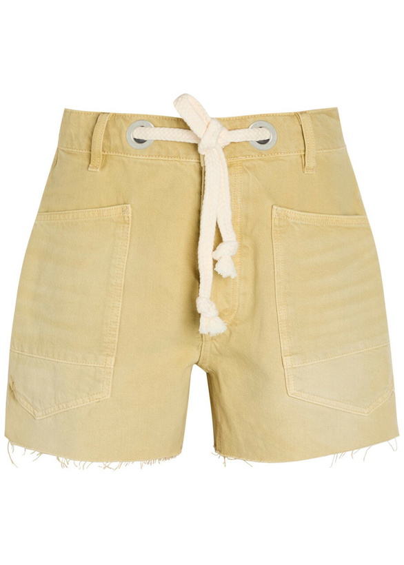 Photo: Free People Moxie Drawstring Denim Shorts Yellow