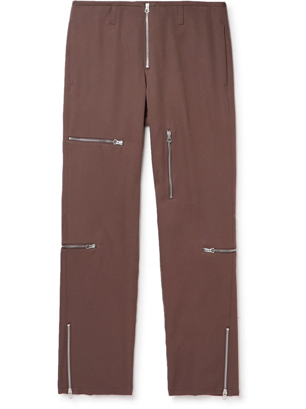 Photo: Jil Sander - Straight-Leg Zip-Detailed Wool Trousers - Brown