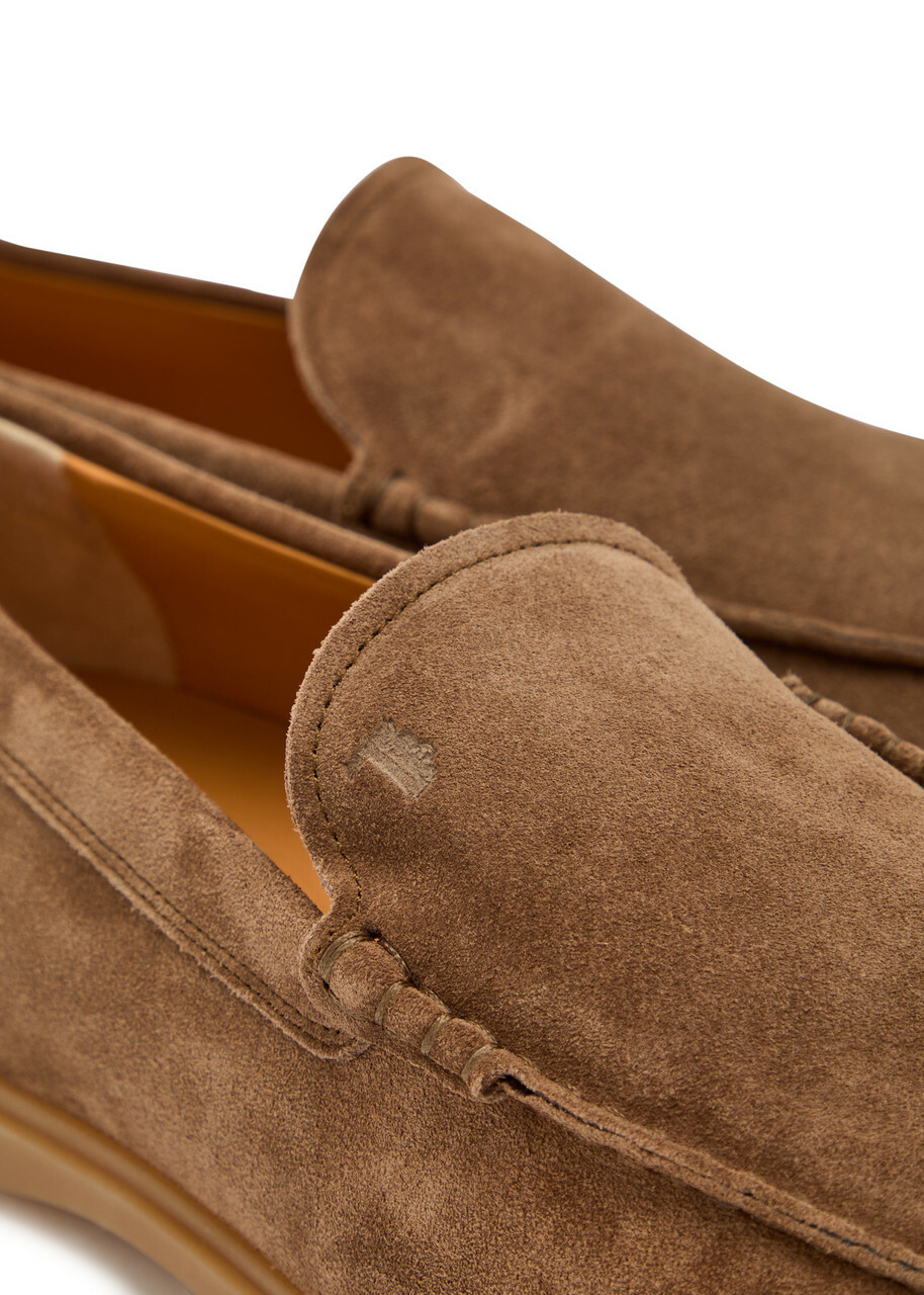 Tods Gomma Suede Loafers Brown