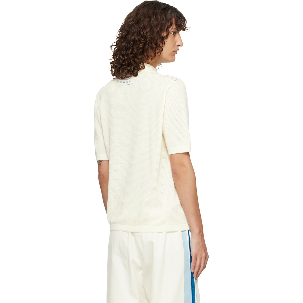 Marni Beige Polo-Collar & Flowers Shirt