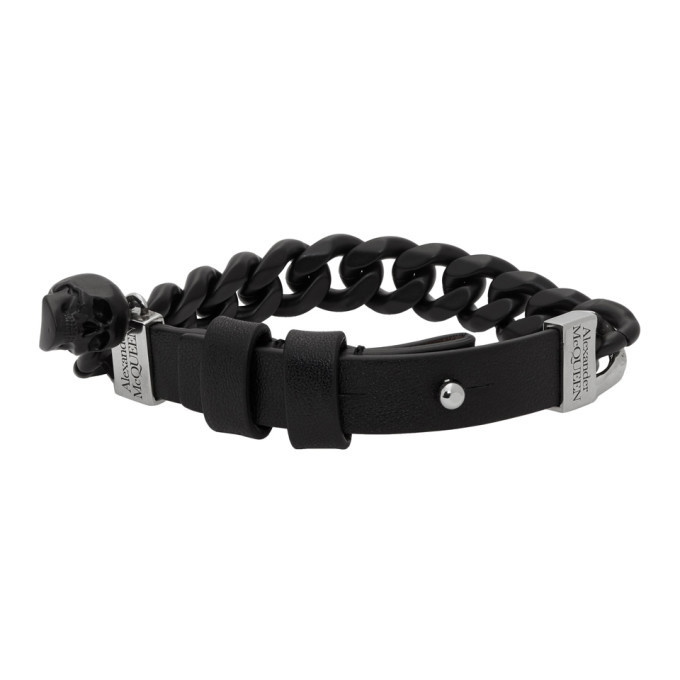 Photo: Alexander McQueen Black and Silver Chain Skull Bracelet