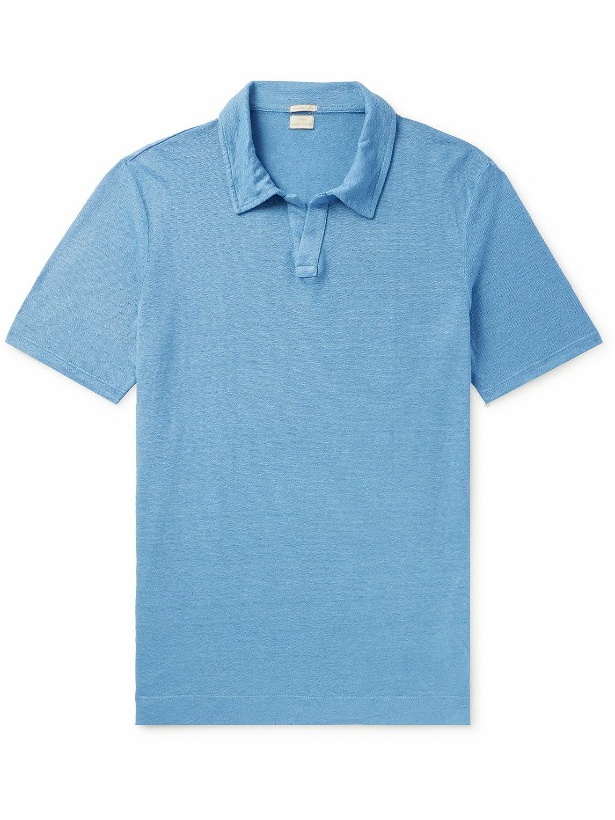 Photo: Massimo Alba - Aruba Linen-Piqué Polo Shirt - Blue