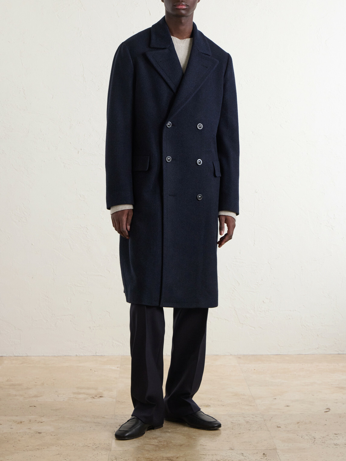 Boglioli - Double-Breasted Virgin Wool and Cashmere-Blend Twill Coat - Blue