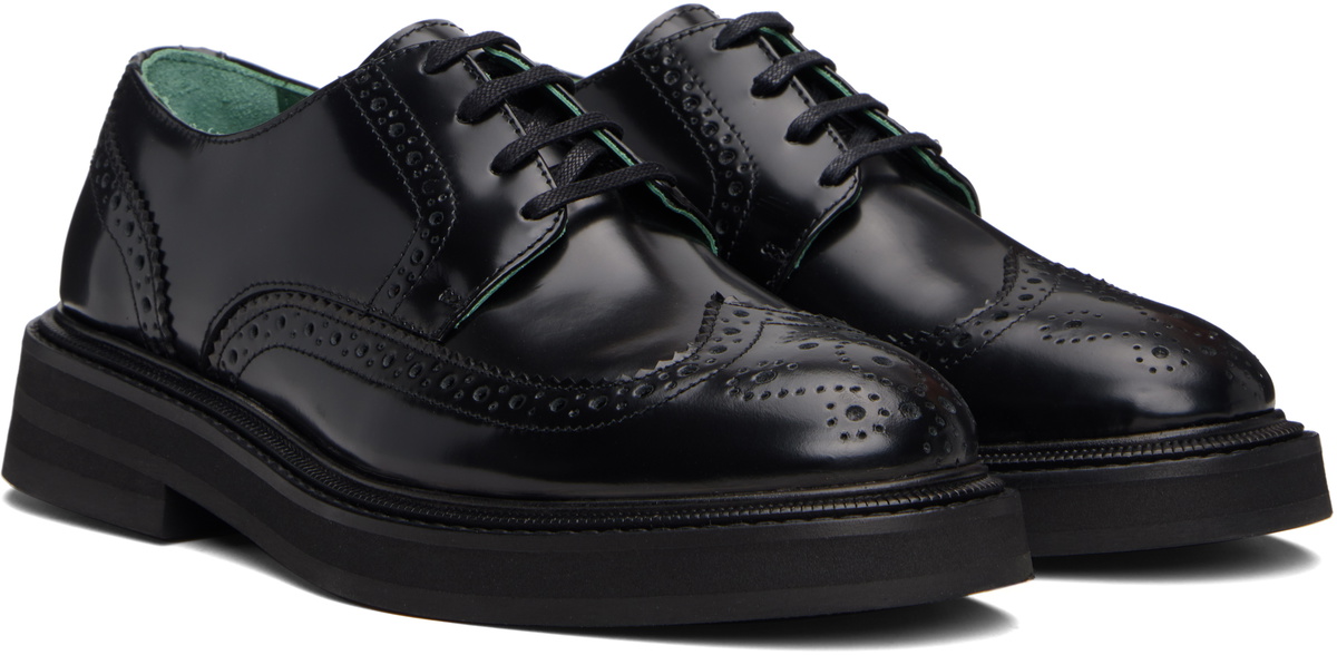 VINNY’s Black Leather Brogue Officer Derbys
