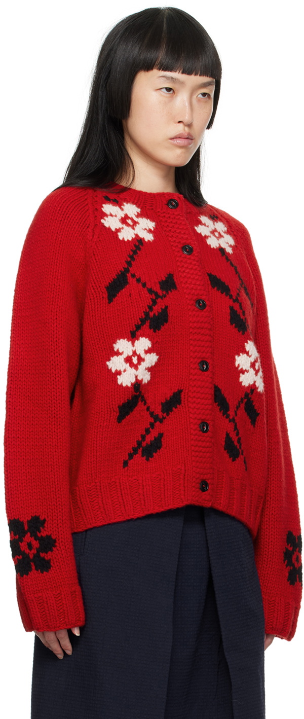 YMC Red Atomic Flower Cardigan YMC