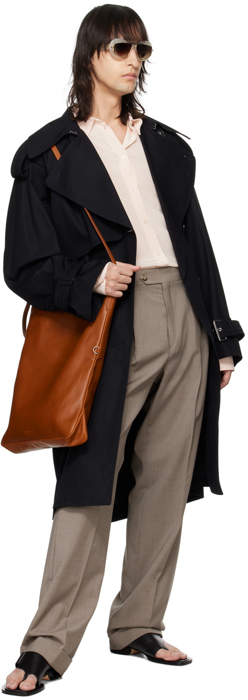 Max Mara Black Ricamo Trench Coat