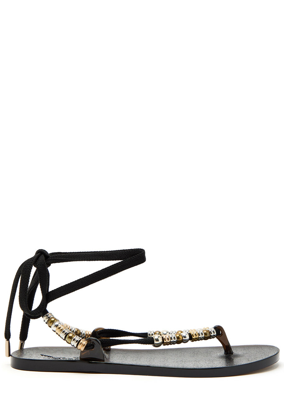 Ancient Greek Sandals Esther Beaded Jelly Sandals Black