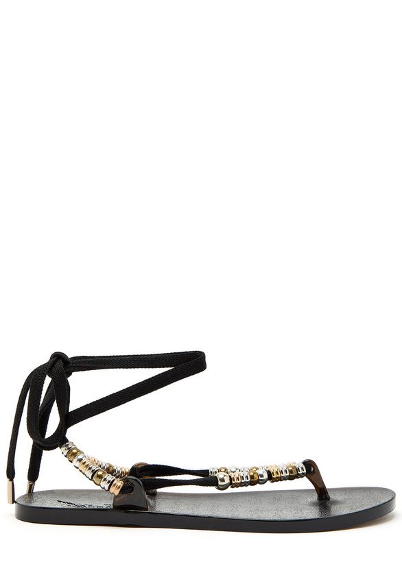 Photo: Ancient Greek Sandals Esther Beaded Jelly Sandals Black