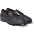 Ermenegildo Zegna - Pelle Tessuta Leather Loafers - Men - Midnight blue