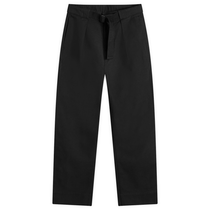 Photo: MHL by Margaret Howell Men's Adjustable Pleated Trousers in Off Black