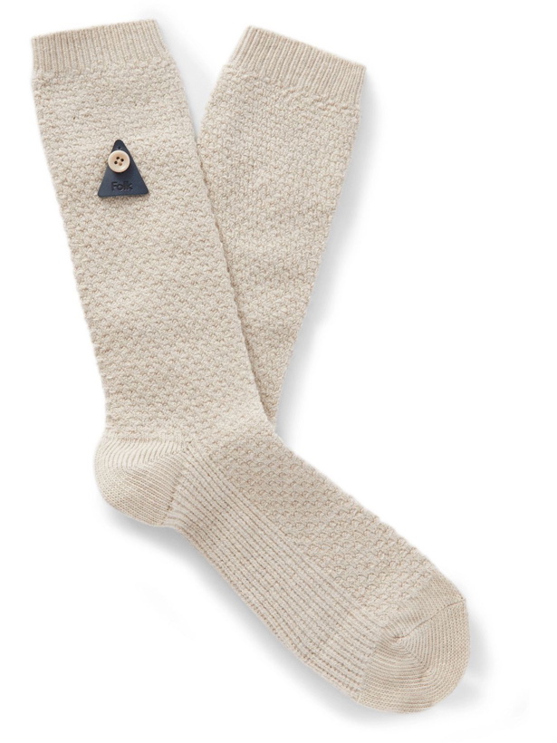 Photo: Folk - Waffle-Knit Cotton-Blend Socks - Neutrals