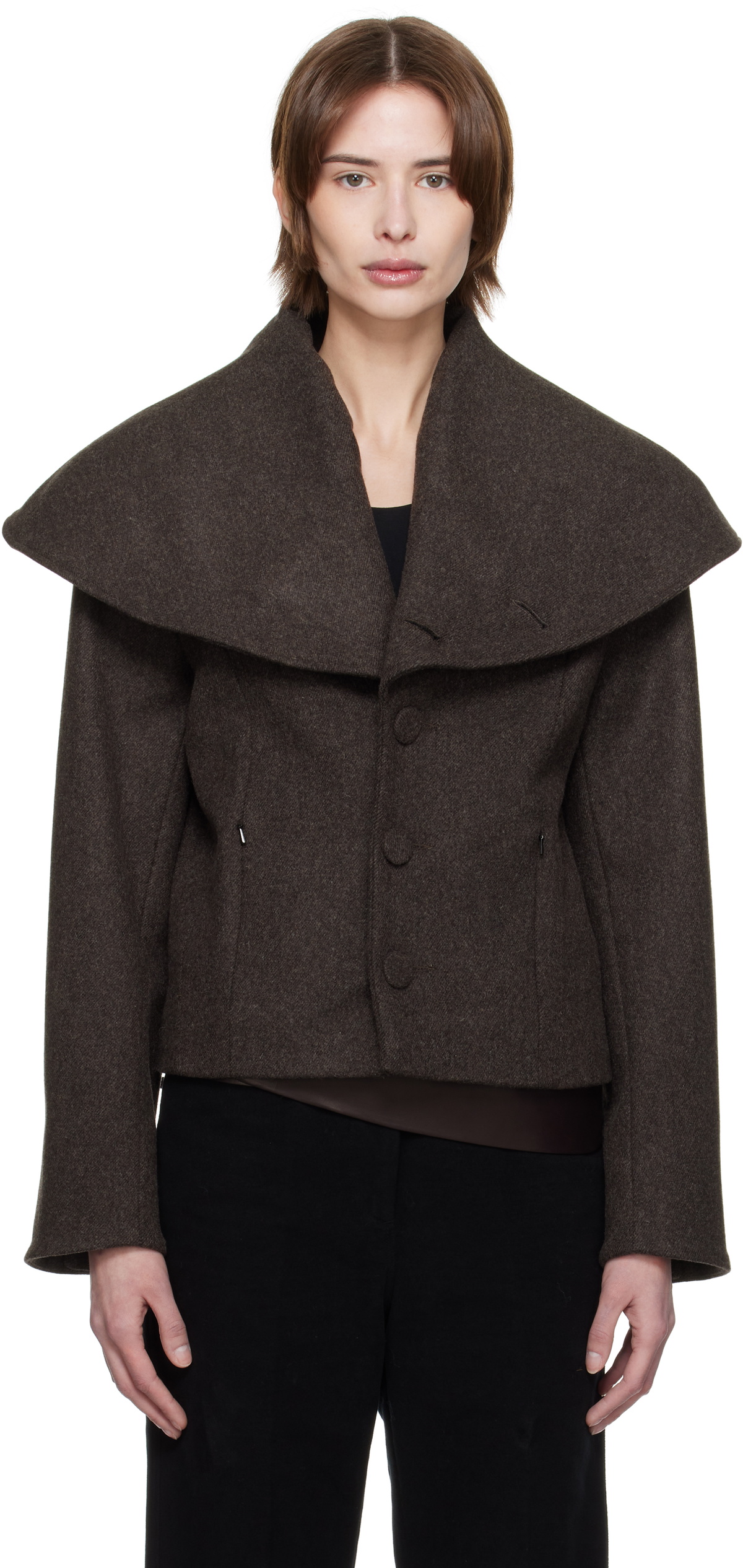 AARON ESH Brown Shoulder Lapel Jacket