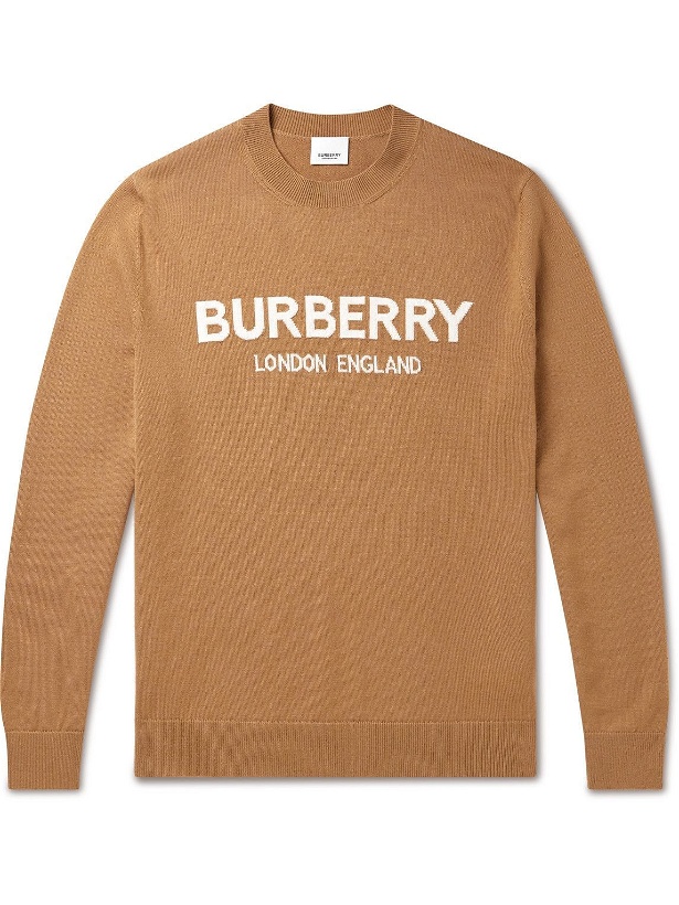 Photo: Burberry - Logo-Intarsia Wool-Blend Sweater - Brown