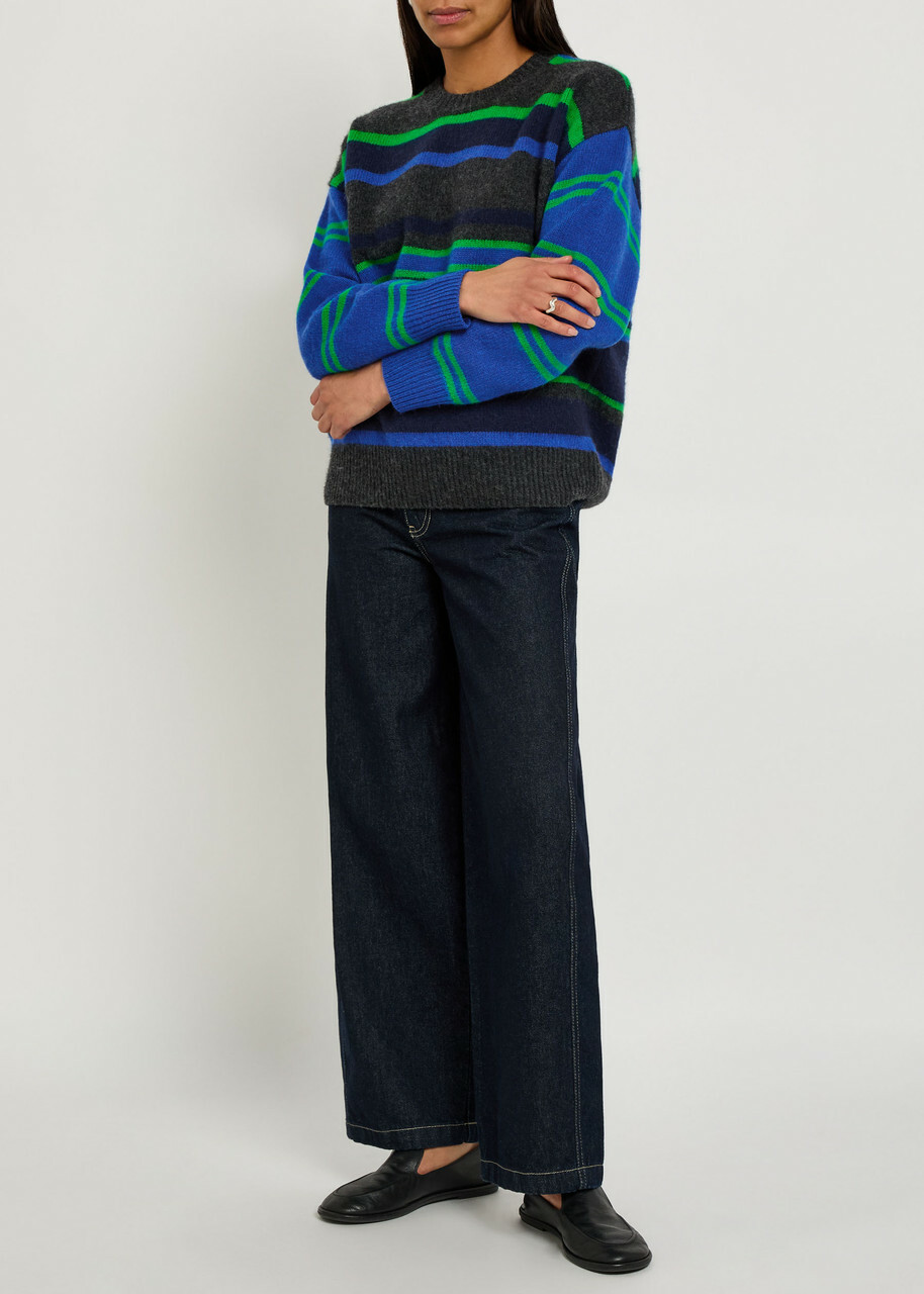 Damson Madder Rene Striped Merino Wool Jumper Multicoloured