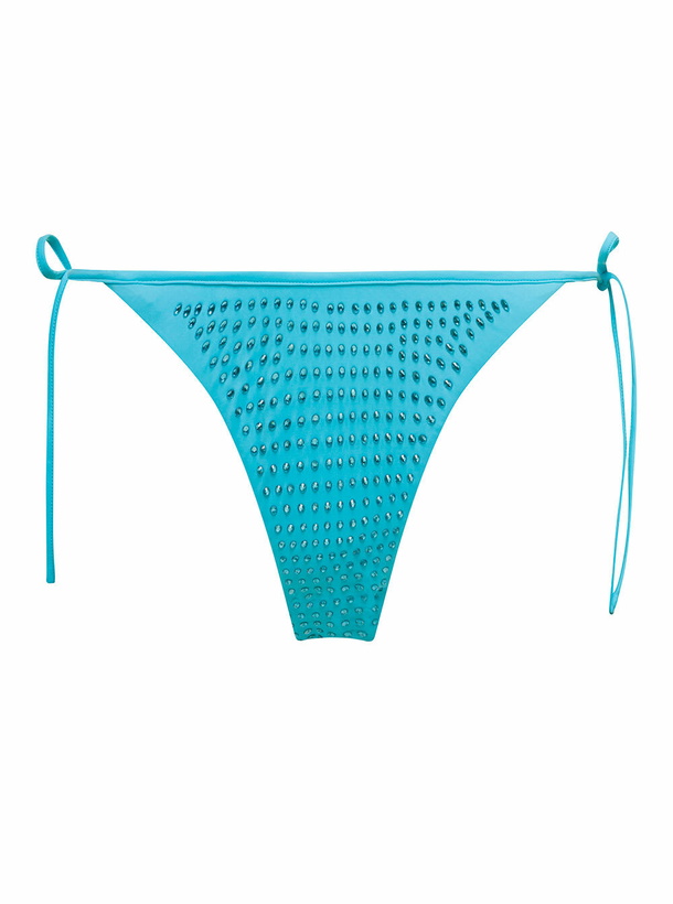 Photo: self-portrait Bikini Bottom With All-over Crystal Embellishment In Light-blue Polyamide Woman