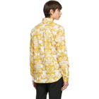 Versace Jeans Couture White and Gold Logo Baroque Print Shirt