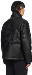 Izzue Black Quilted Faux-Leather Down Jacket