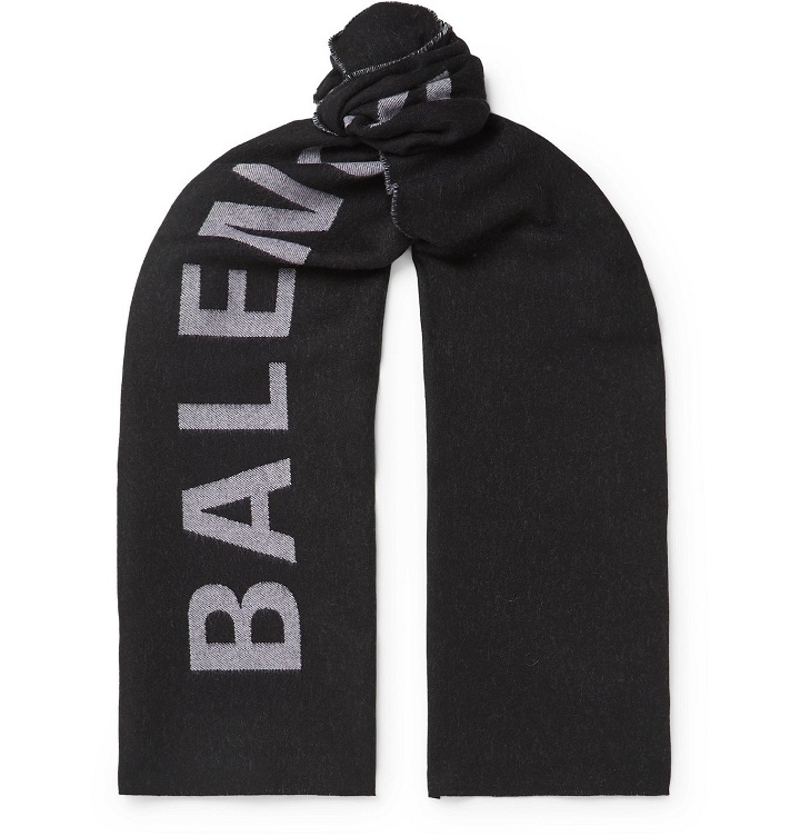 Photo: Balenciaga - Reversible Intarsia Wool Scarf - Black