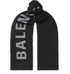 Balenciaga - Reversible Intarsia Wool Scarf - Black