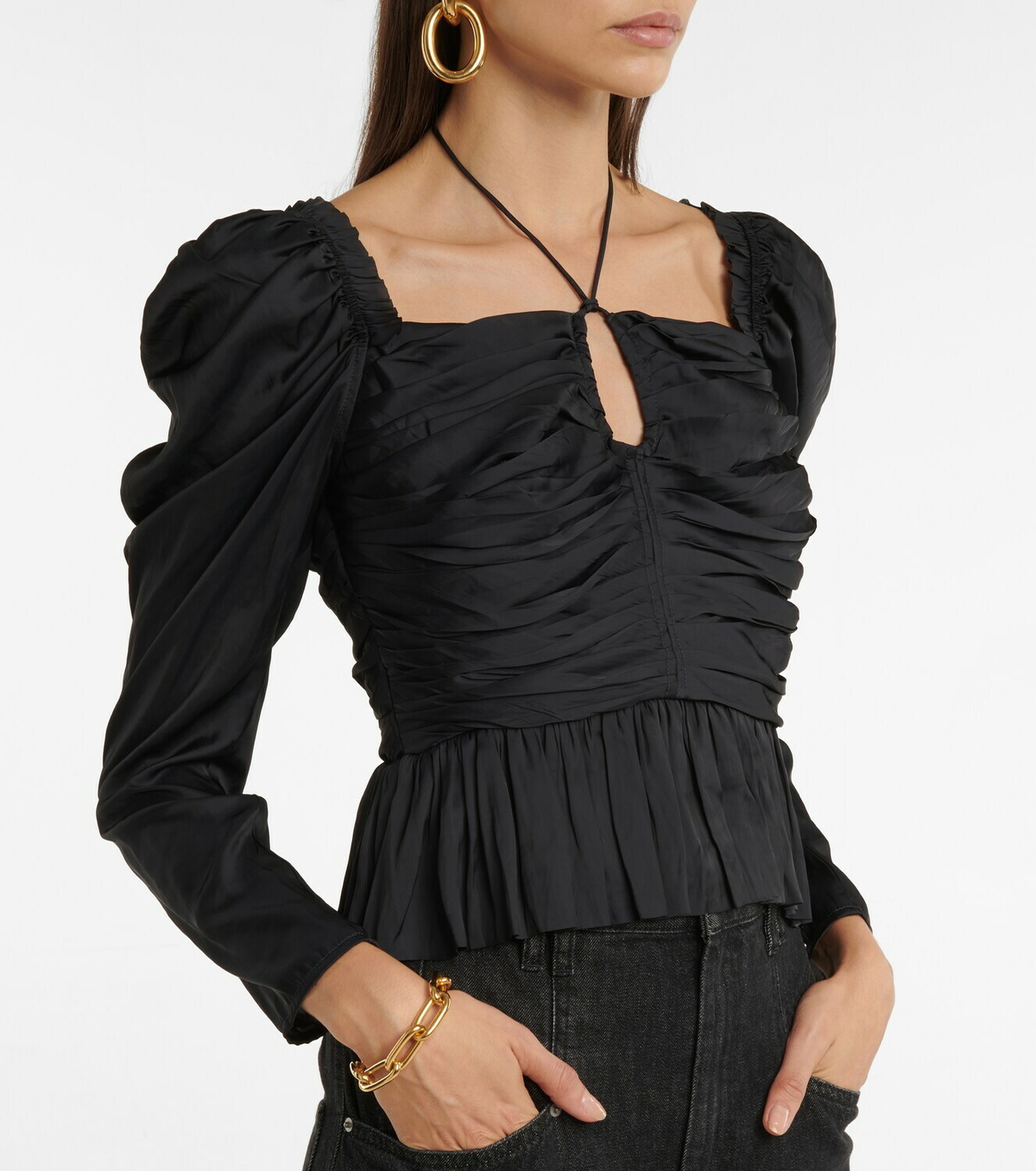 Ulla Johnson Mirelle ruched satin halterneck top