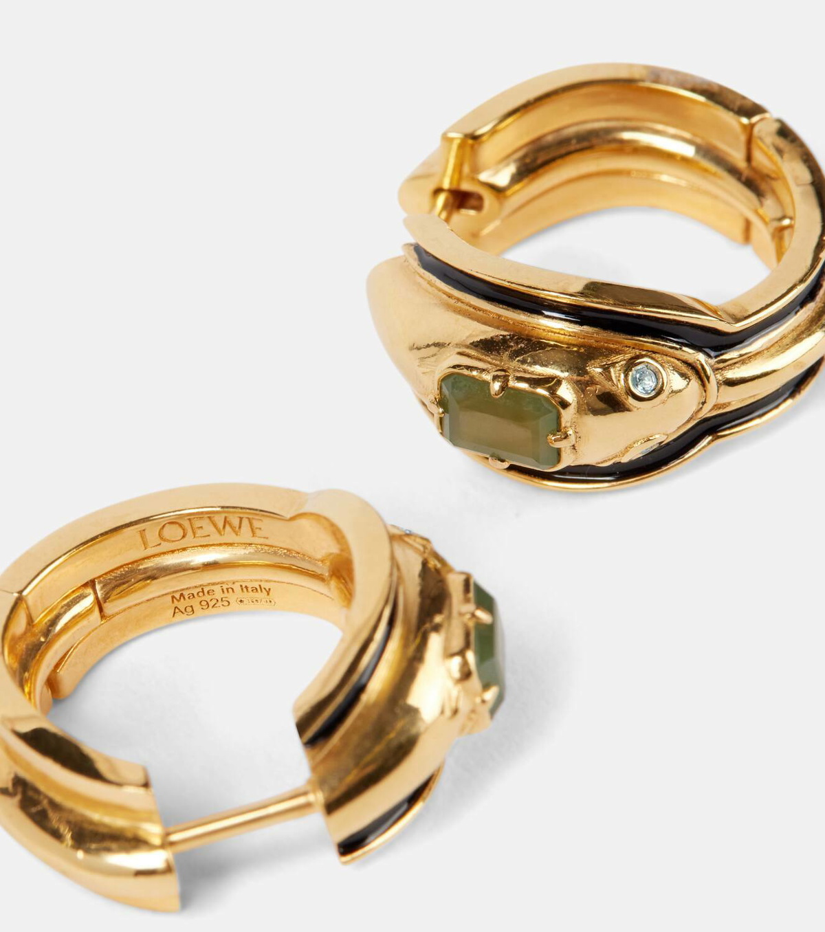 ☆関税込み☆【LOEWE】 Snake sterling silver hoop pierce Loewe Snake sterling silver hoop earrings Loewe