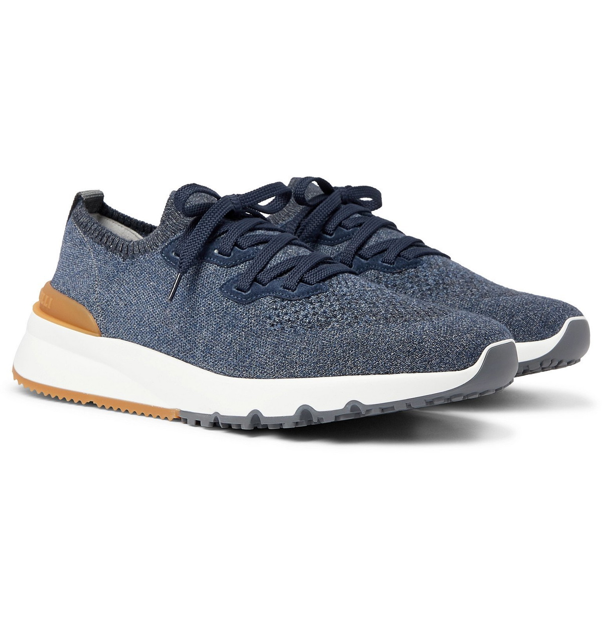 Brunello Cucinelli Knit Running Shoes in Blue for Men