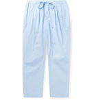 Massimo Alba - Cropped Pleated Cotton-Voile Drawstring Trousers - Blue