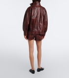 Arma High-rise leather shorts