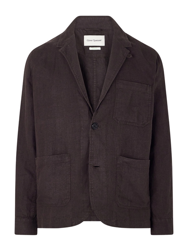 Photo: Oliver Spencer - Camberwell Linen Suit Jacket - Brown