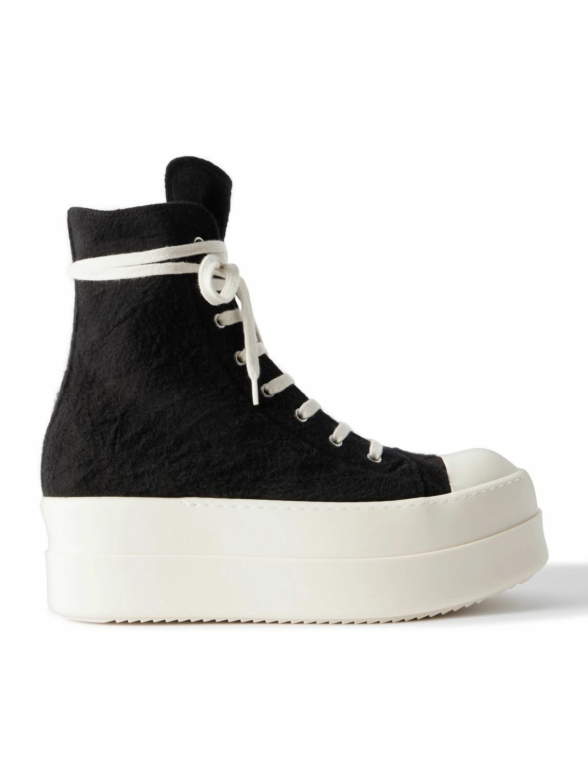 靴 Rick Owens GEOTHRASHER RICK OWENS OFF WHITE DISTRESSED LEATHER GEOTHRASHER HIGH TOP