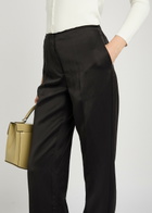 Toteme Raw-edged Straight-leg Satin Trousers Black