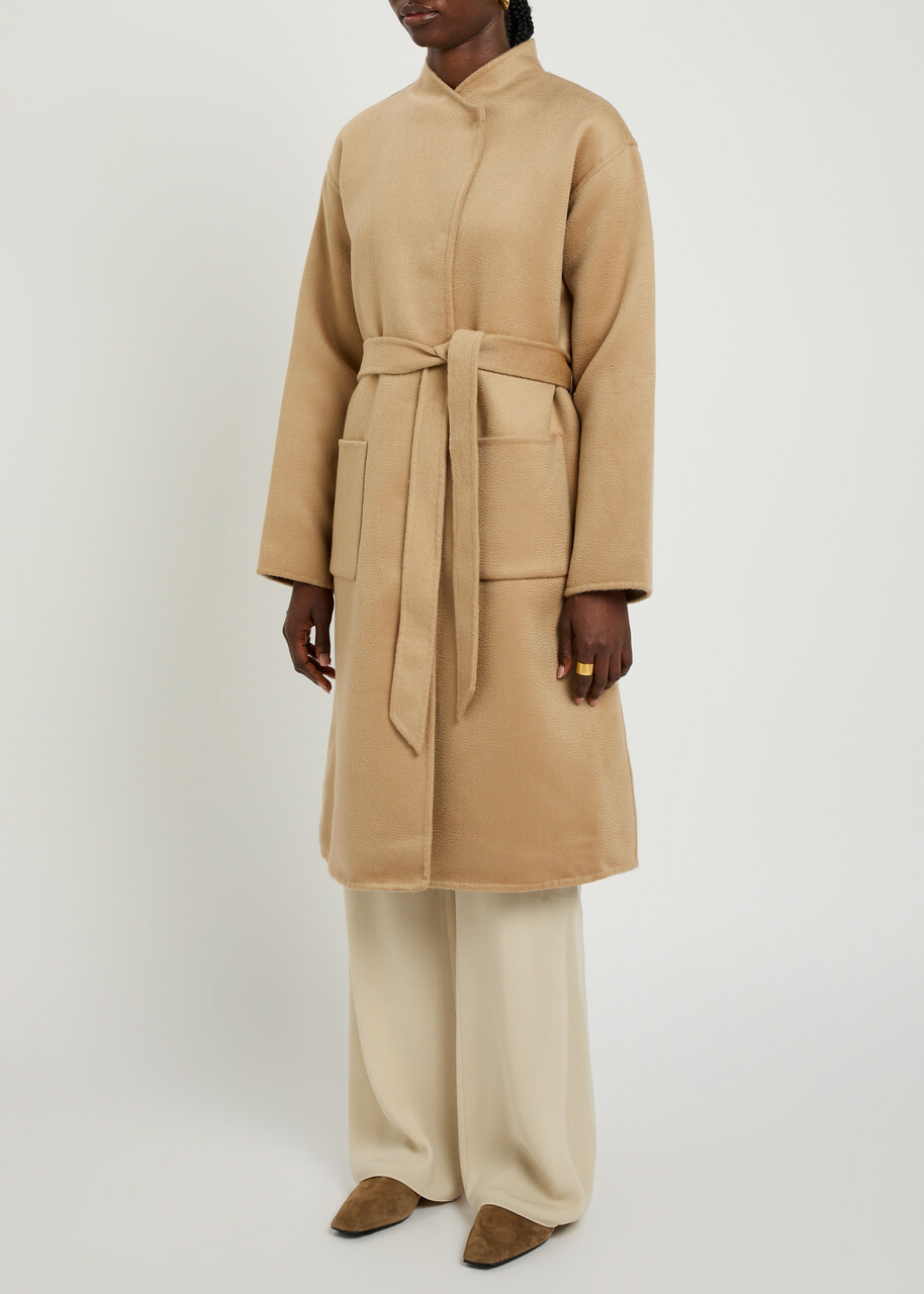 Eileen Fisher Belted Wool Coat Beige