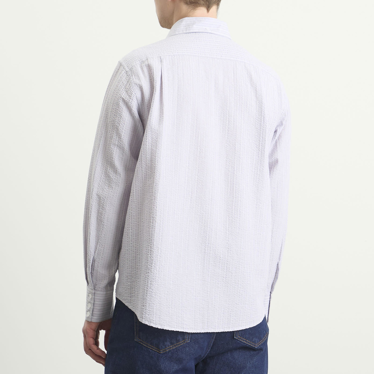 Carter Young Men's Business Shirt in Lavender Stripe