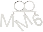 MM6 Maison Margiela Silver Logo Charm Double Finger Ring