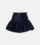 Self-Portrait Belted taffeta miniskirt